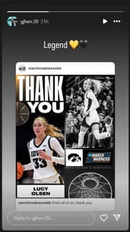 Grayson Herr praises GF Lucy Olsen on Instagram. Image via @gjherr