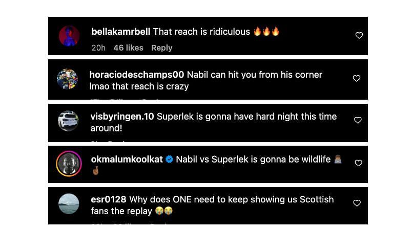 Screenshot of comments. [ONE Championship/Instagram]