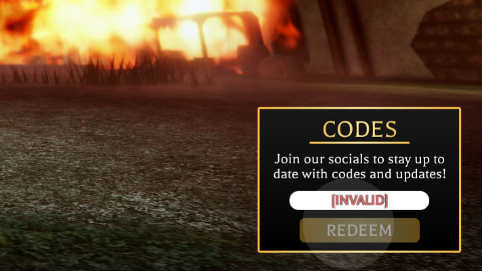 Attack on Titan Revolution invalid code issue (Image via Roblox)