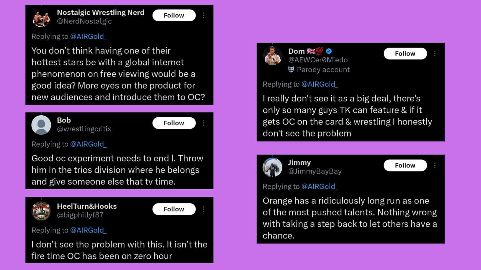 Fans react to Orange Cassidy&#039;s position at AEW Revolution via X.