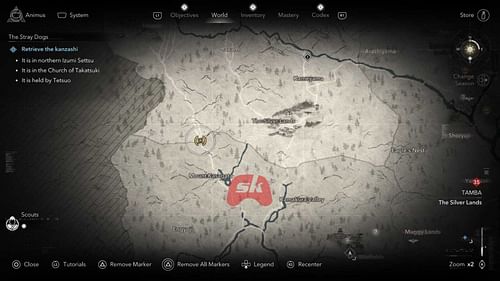 The target's location in AC Shadows (Image via Sportskeeda Gaming // Ubisoft)