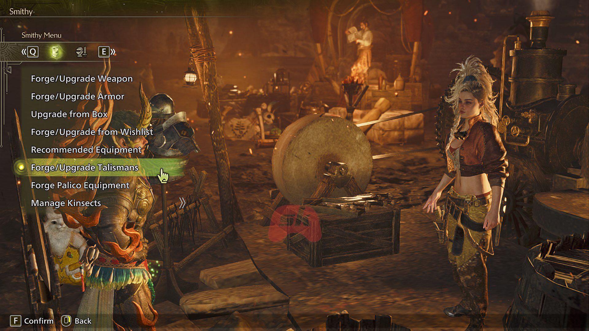 You can forge Talismans at the smithy (Image via Sportskeeda Gaming/Capcom)