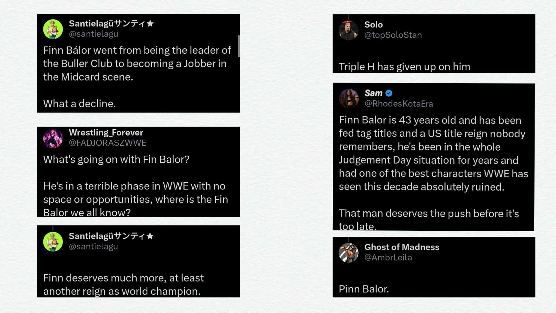 Image credit: Screenshot of fan reactions on X/Twitter to Finn Balor&#039;s current run.
