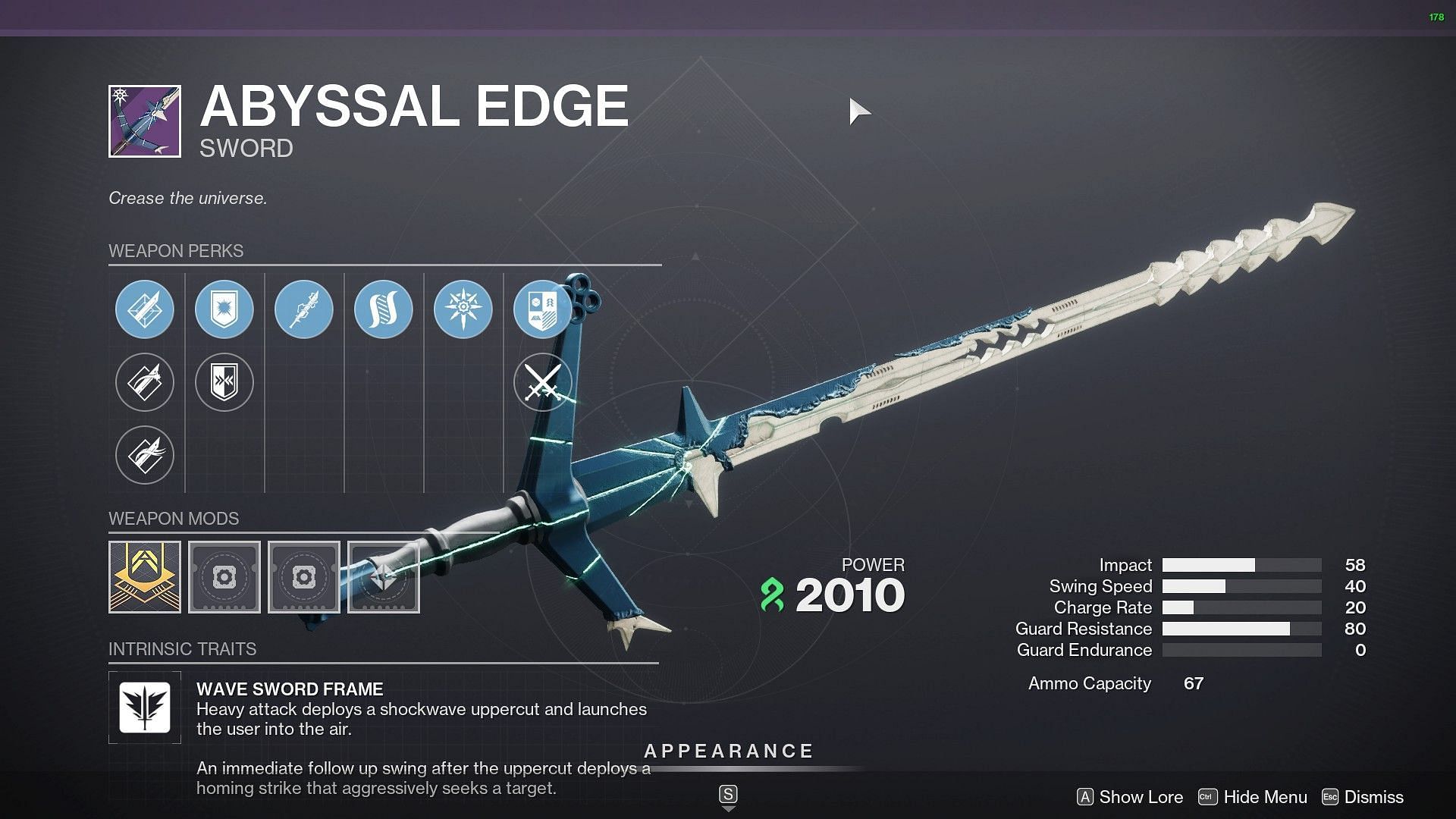 Abyssal Edge in Destiny 2 (Image via Bungie)