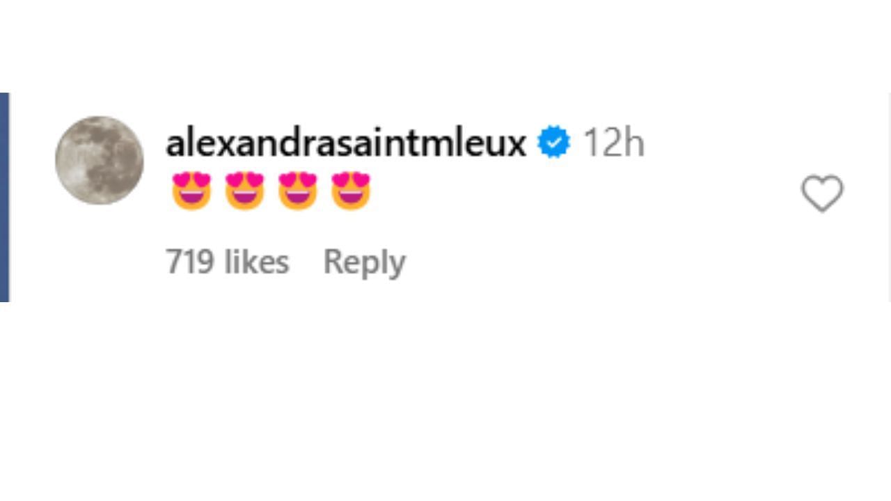 Screengrab of Alexandra Saint Mleux&#039;s comment on Rebecca Donaldson&#039;s Instagram post (@iamrebeccad)