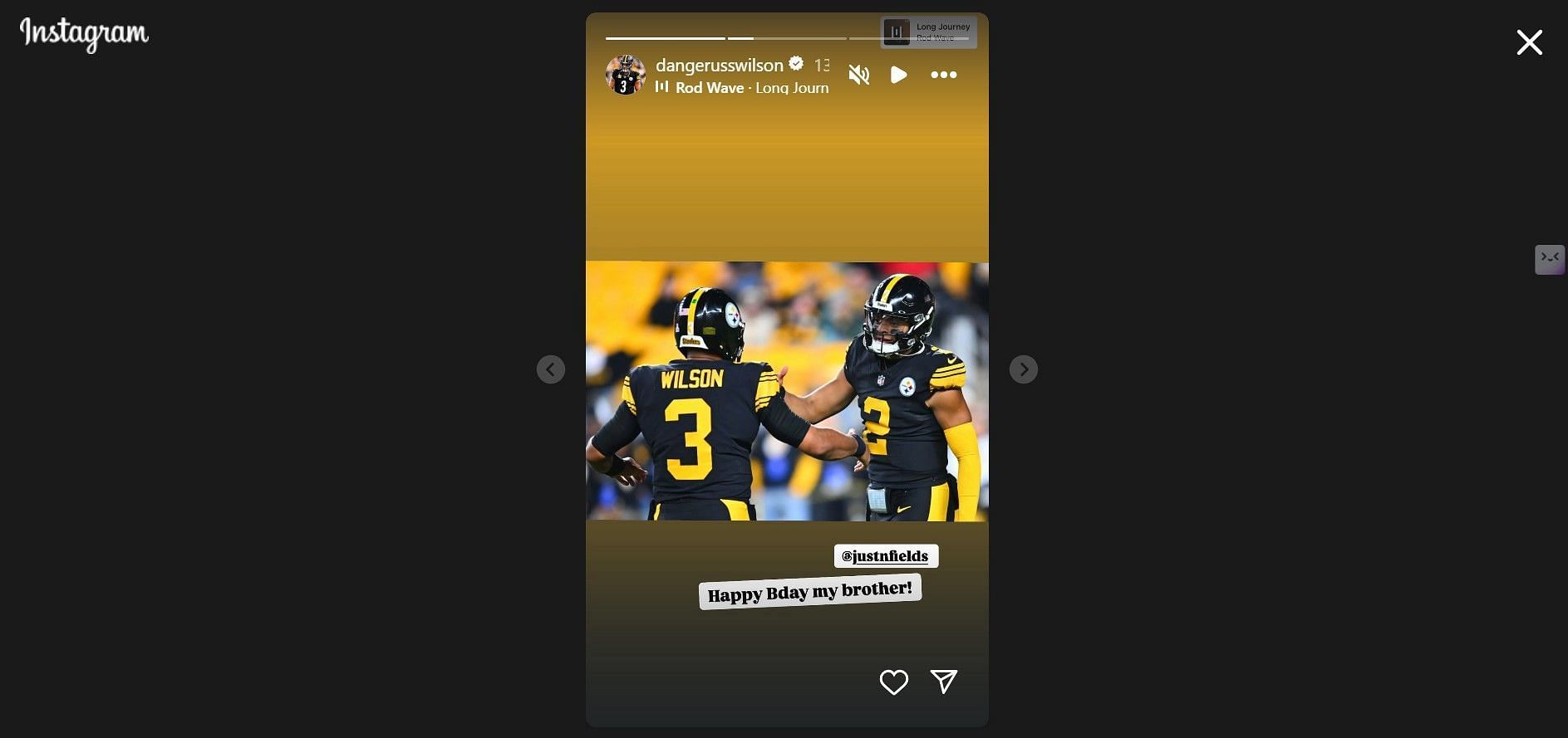 Russell Wilson&#039;s birthday message for Justin Fields