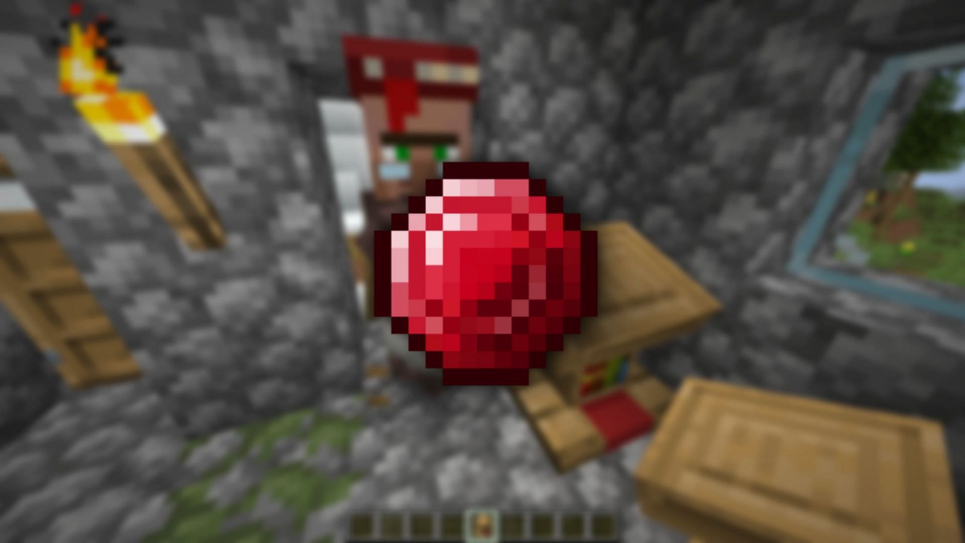 Ruby was a unreleased currency that was eventually replaced by emeralds (Image via Sportskeeda Gaming/Mojang Studios || Minecraft Wiki) 