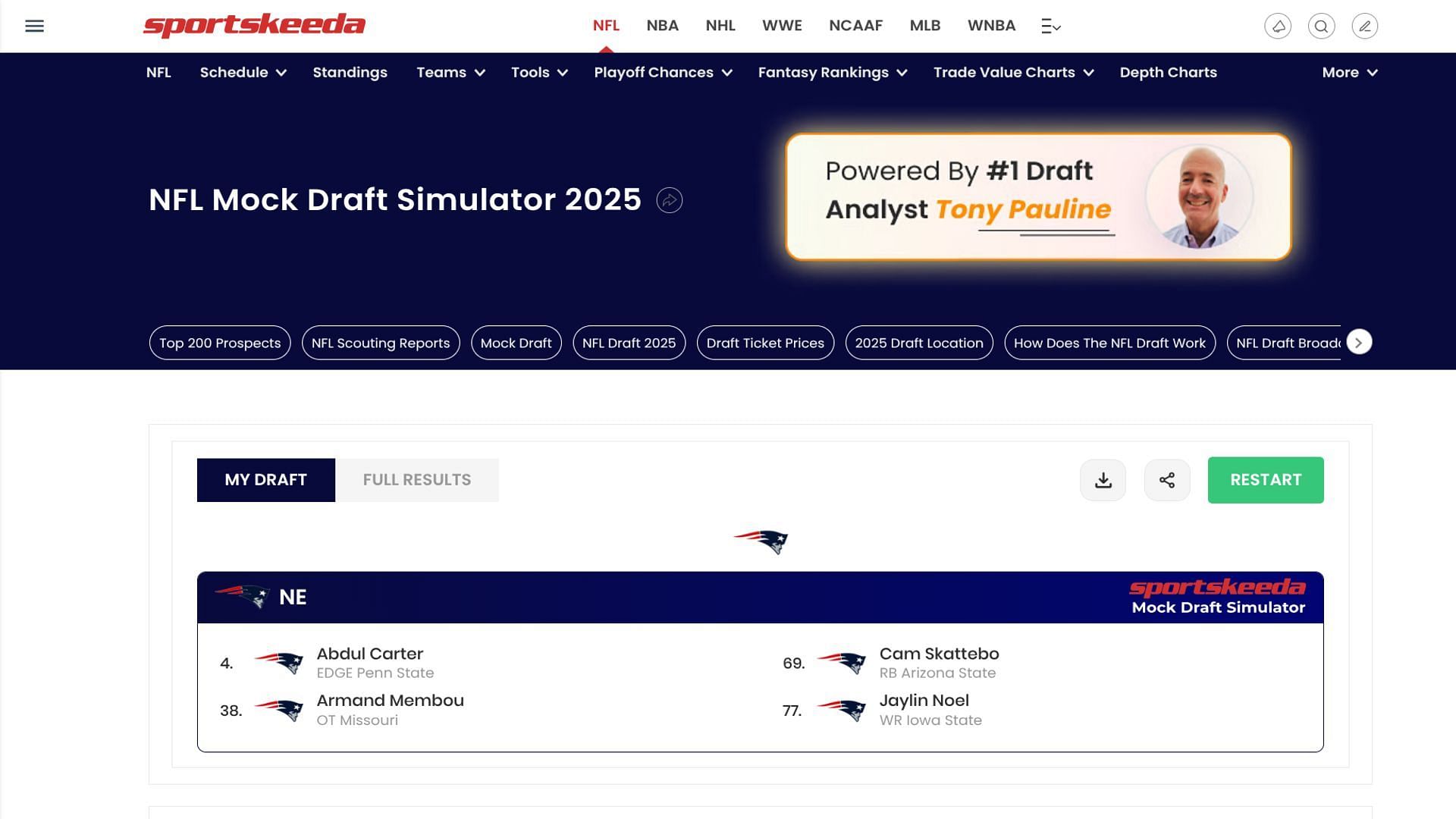 Sportskeeda&#039;s Mock Draft Simulator