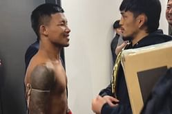WATCH: Thai superstar Rodtang congratulates new flyweight MMA champ Yuya Wakamatsu backstage at ONE 172