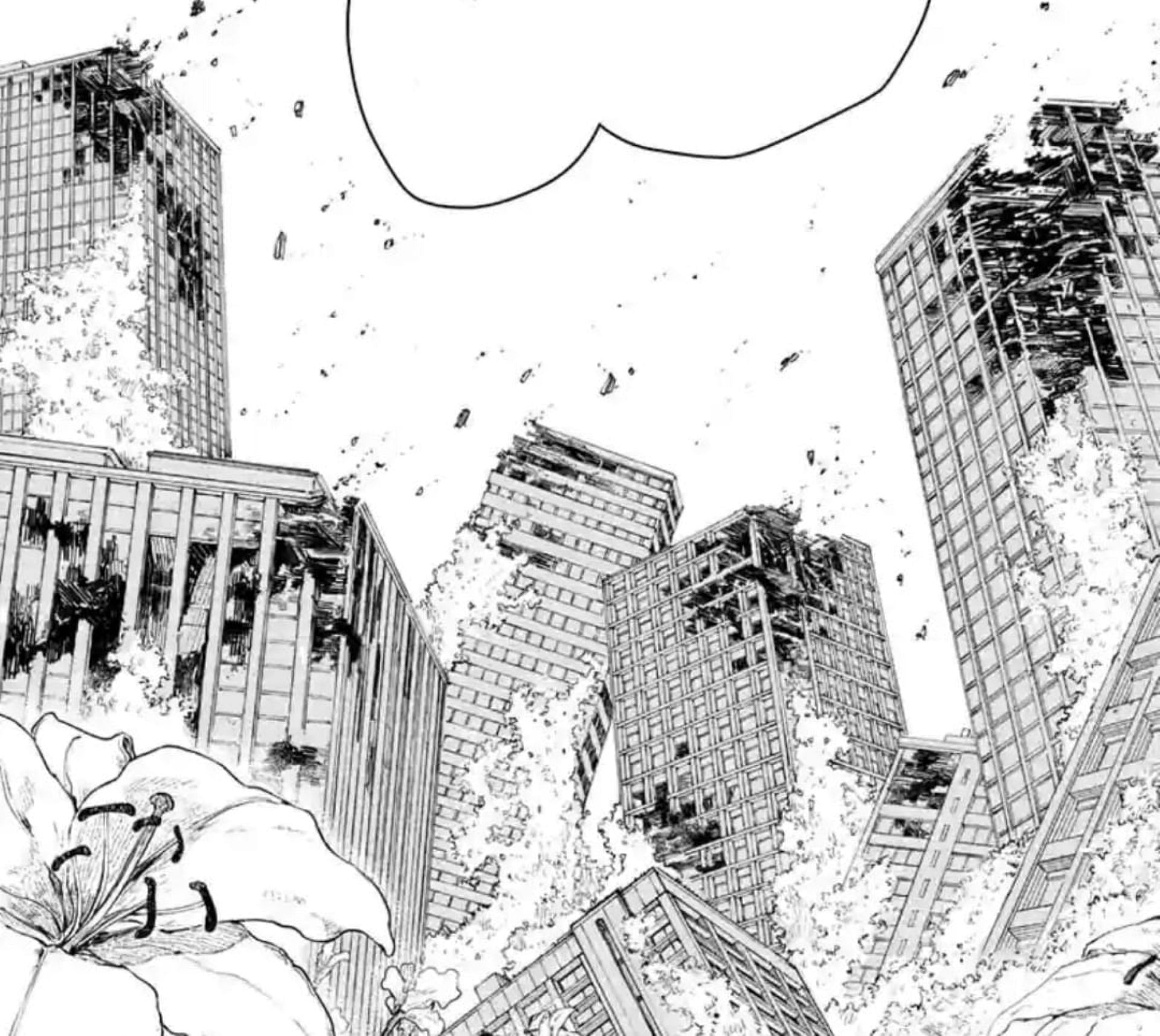 The horrific scene of a ruined city, as seen in chapter 71 (Image via Shueisha)