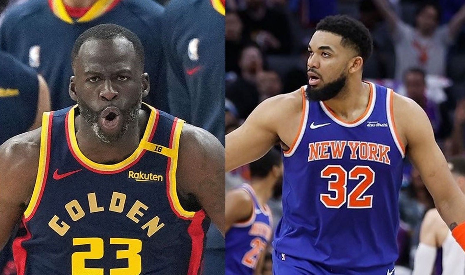 Knicks wing player says Draymond Green should apologize to Karl-Anthony Towns for &quot;misplaced&quot; dig. -- Photos from Golden State Warriors and New York Knicks X pages