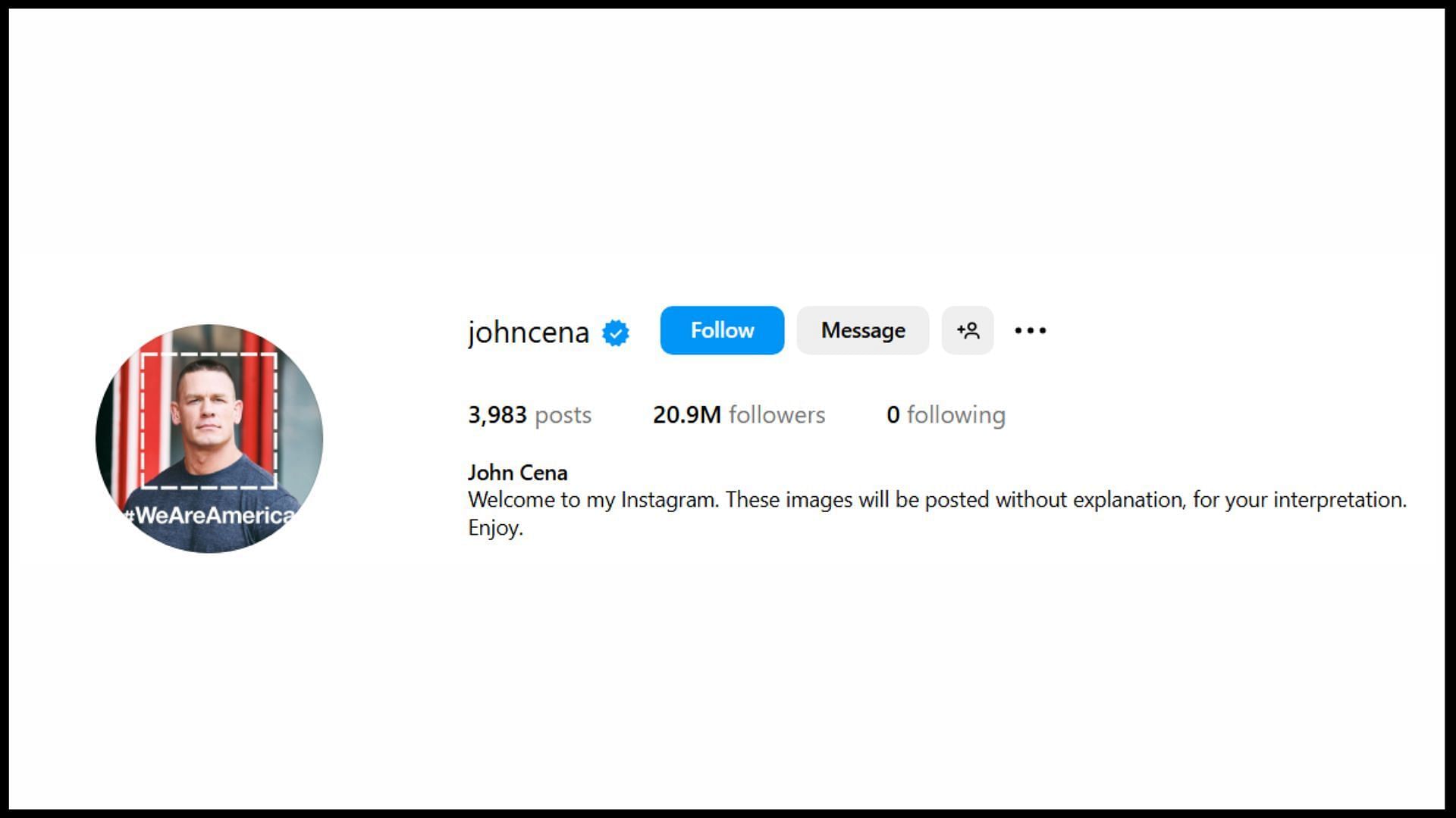 Here is a look at John Cena&#039;s Instagram bio (Image via Instagram/@johncena)