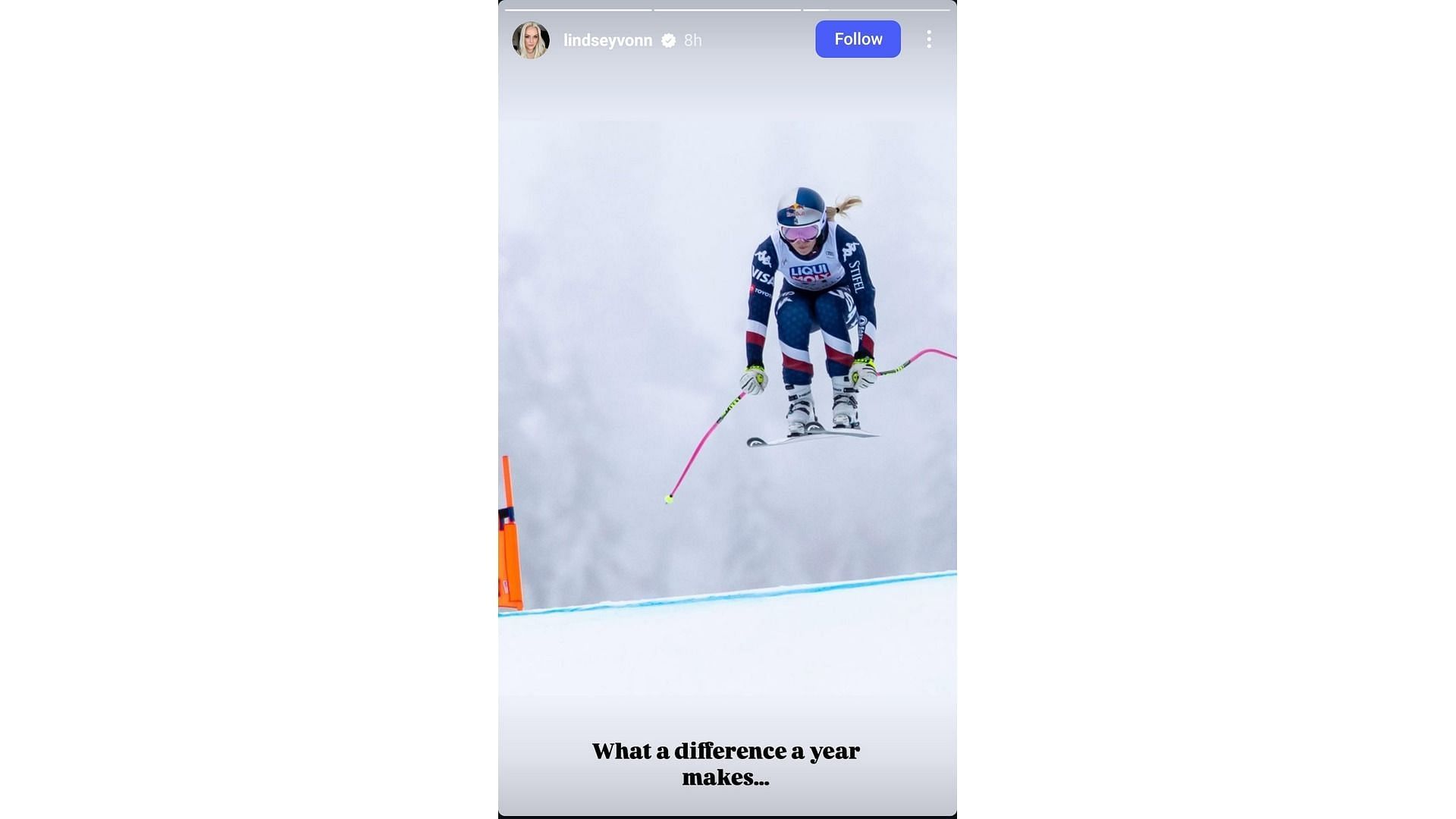 Vonn&#039;s third story featuring glimpses of her skiing after comeback - Source via: @lindseyvonn on Instagram