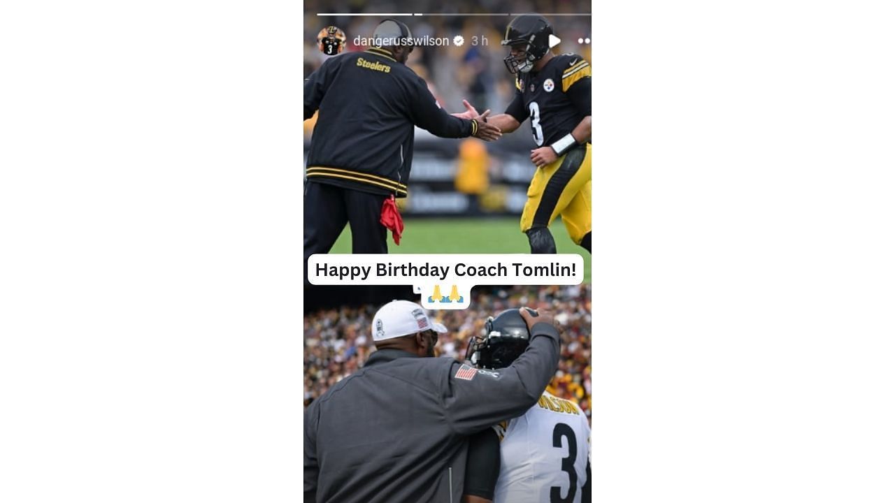 Russell Wilson leaves 4-word birthday wish for HC Mike Tomlin amid QB&#039;s looming Steelers departure (Source: Via IG/ @dangerusswilson)