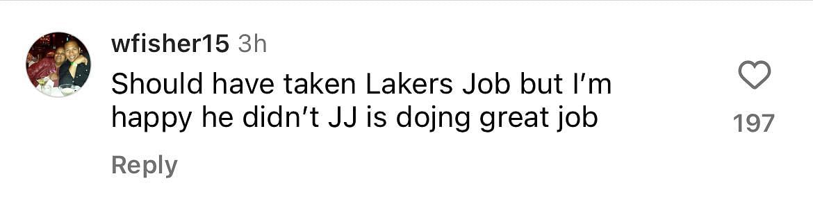 Another comment says Hurley should have taken the Lakers&#039; job (IG/On3)