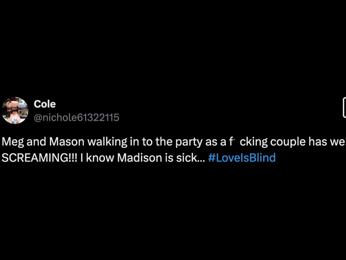 Fans react to Mason and Meg holding hands (Image via X/@nichole61322115)