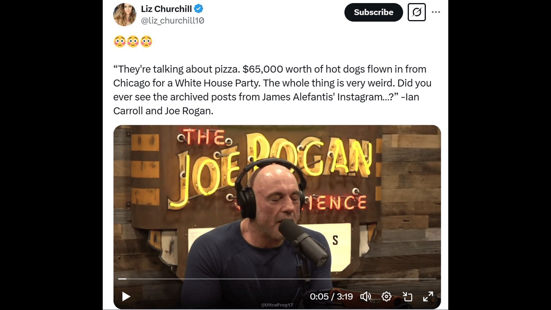 Joe Rogan and Ian Carroll made several claims on the former&#039;s podcast. (Image via X/@liz_churchill10)