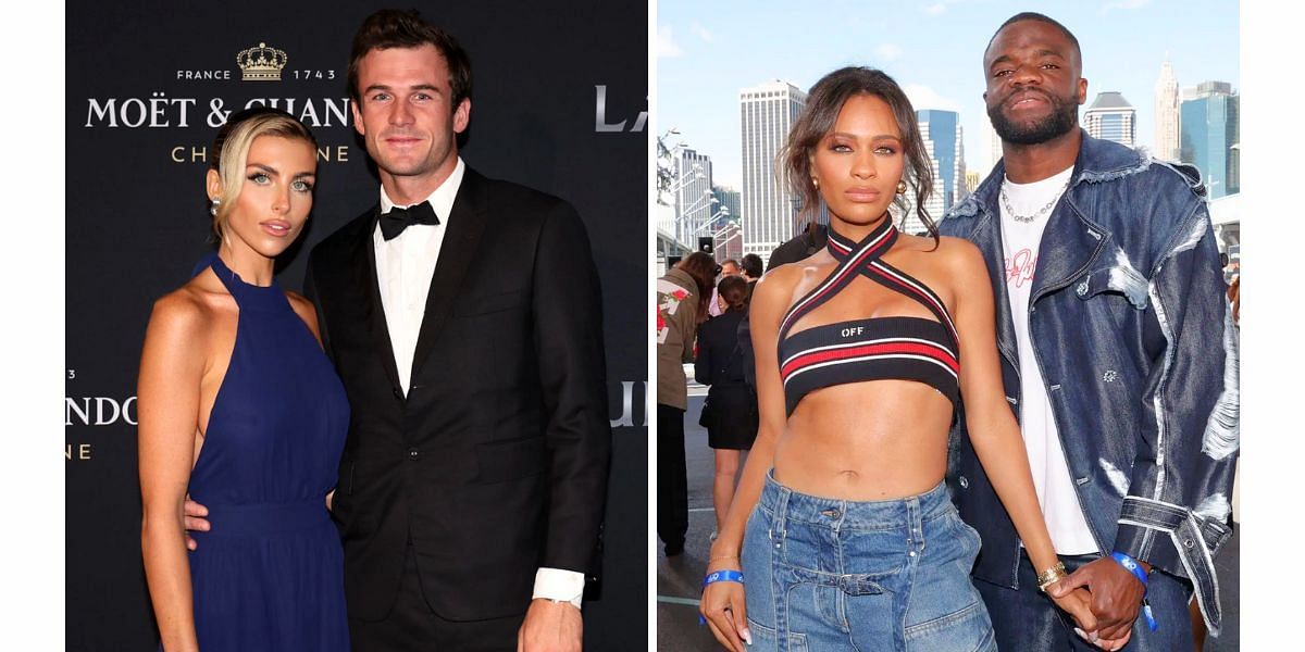 Tommy Paul with his girlfriend Paige Lorenze (L) and Frances Tiafoe with his girlfriend Ayan Broomfield (R) (Image Source: Getty)