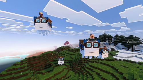 Happy ghast can wear harnesses and allow players to fly on them (Image via Mojang Studios)