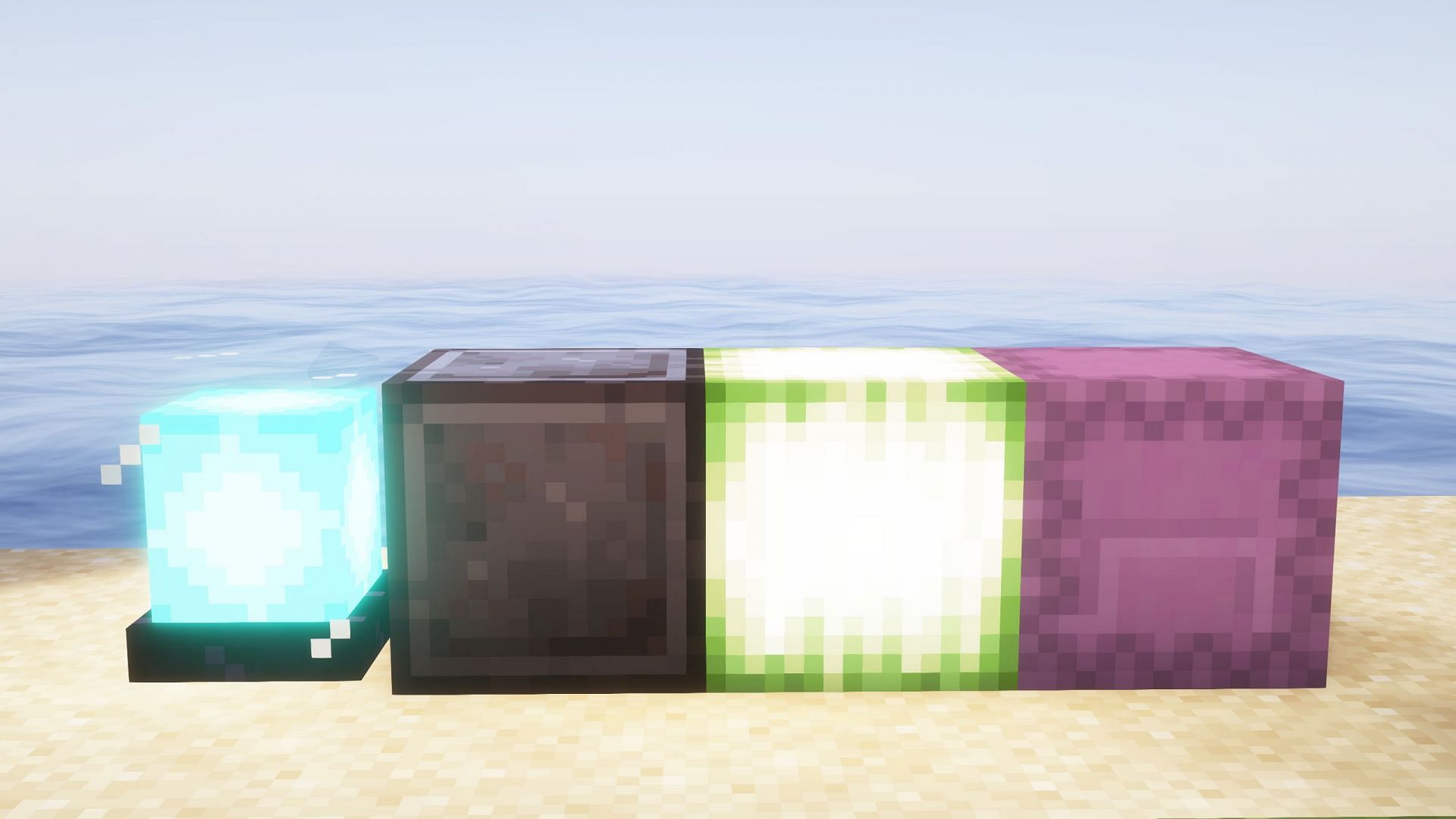 These are the four most hard-to-get blocks (Image via Sportskeeda Gaming/Mojang Studios) 