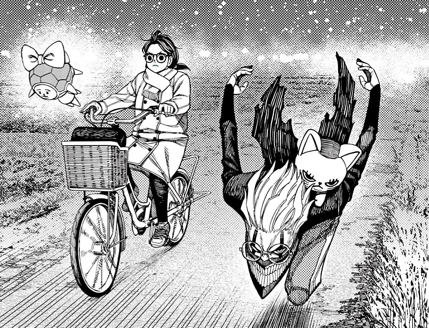 Rin seen with Okarun, Mai, and Turbo Granny in the manga (Image via Shueisha).