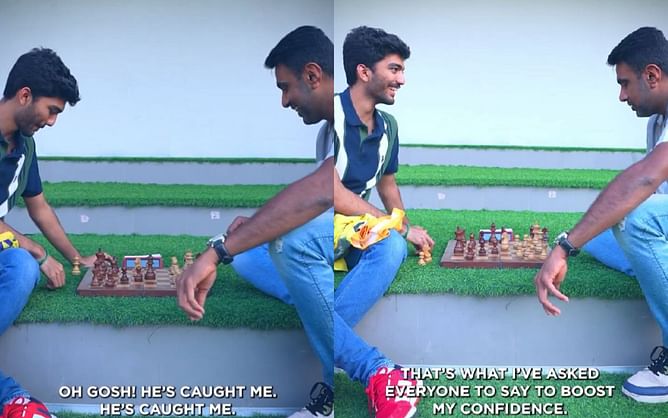 R Ashwin plays chess with world champion D Gukesh at Chepauk ahead of CSK vs RCB IPL 2025 clash [Watch]