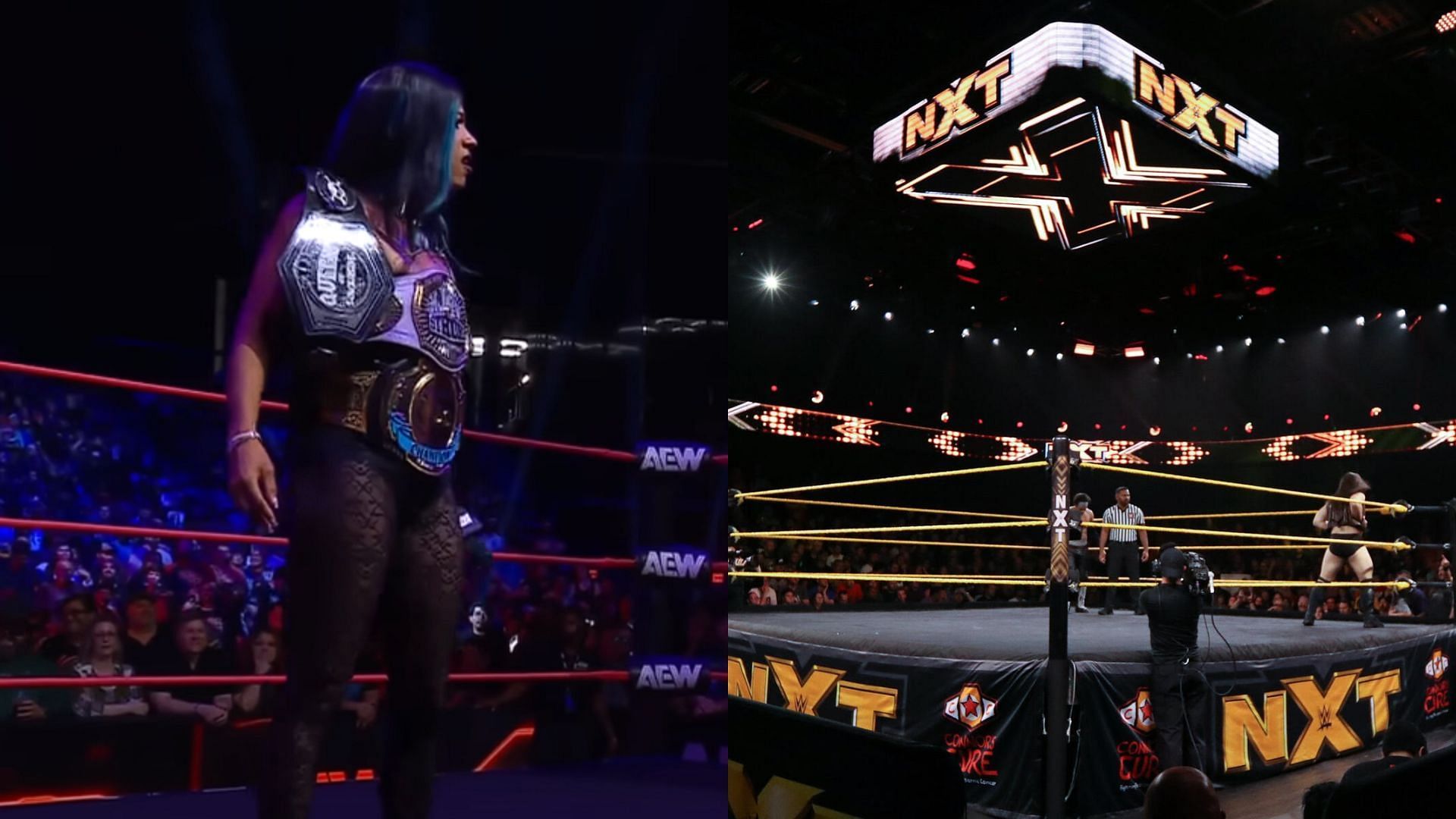 Mercedes Mon&eacute; is a triple crown champion [Photo courtesy of wwe.com and AEW Official YouTube Channel]