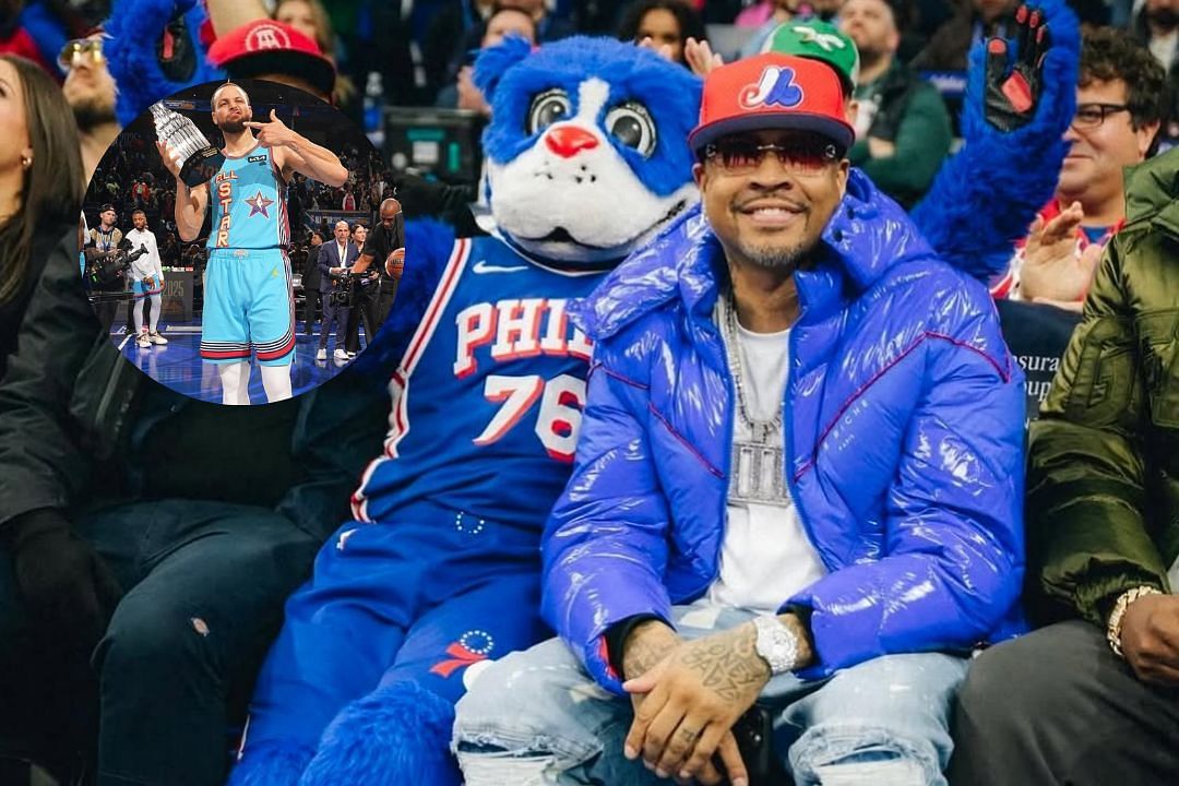 Stephen Curry with the MVP trophy and Allen Iverson at a Philly game via Instagram 