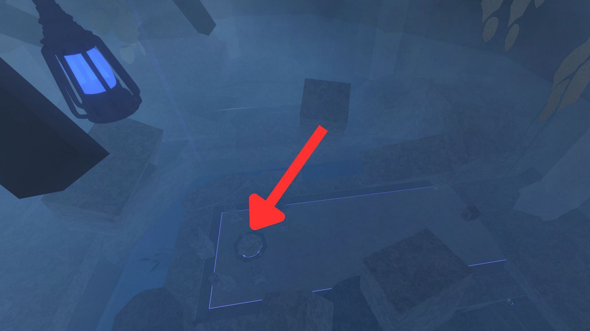 Use the Exalted Relic in the highlighted area in Keeper&#039;s Altar (Image via Roblox)