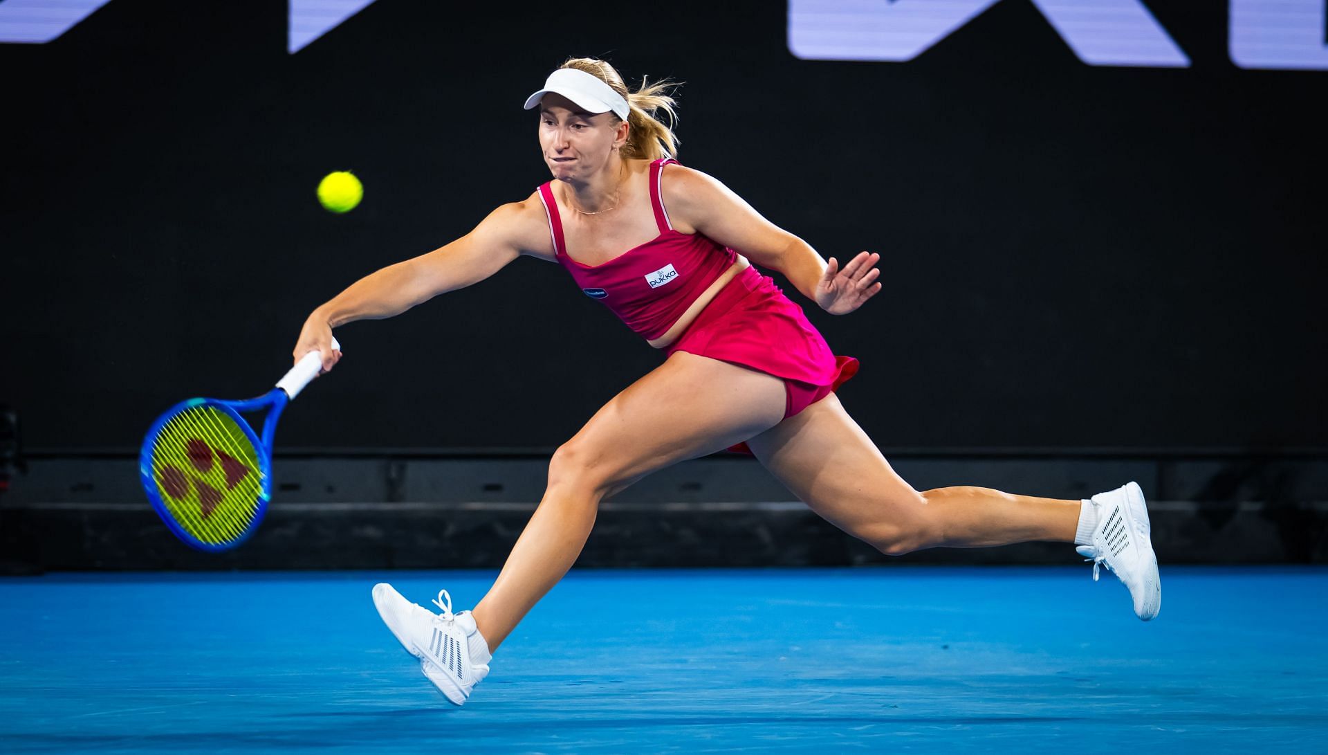 Daria Saville in action against Anna Blinkova during the first round on Day 1 of the 2025 Australian Open- Source: Getty