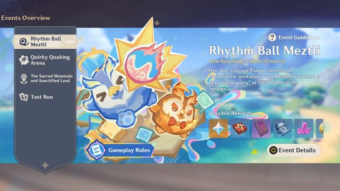 Genshin Impact Rhythm Ball Meztli event guide