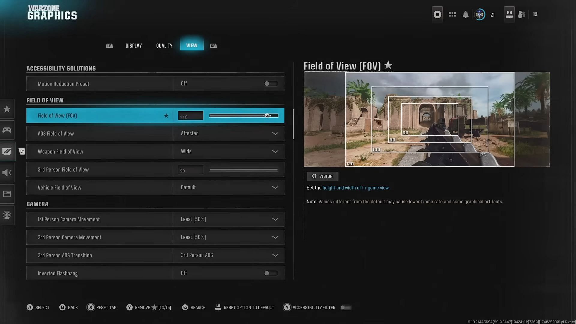 Field of View options in Warzone Season 3 (Image via Activision)