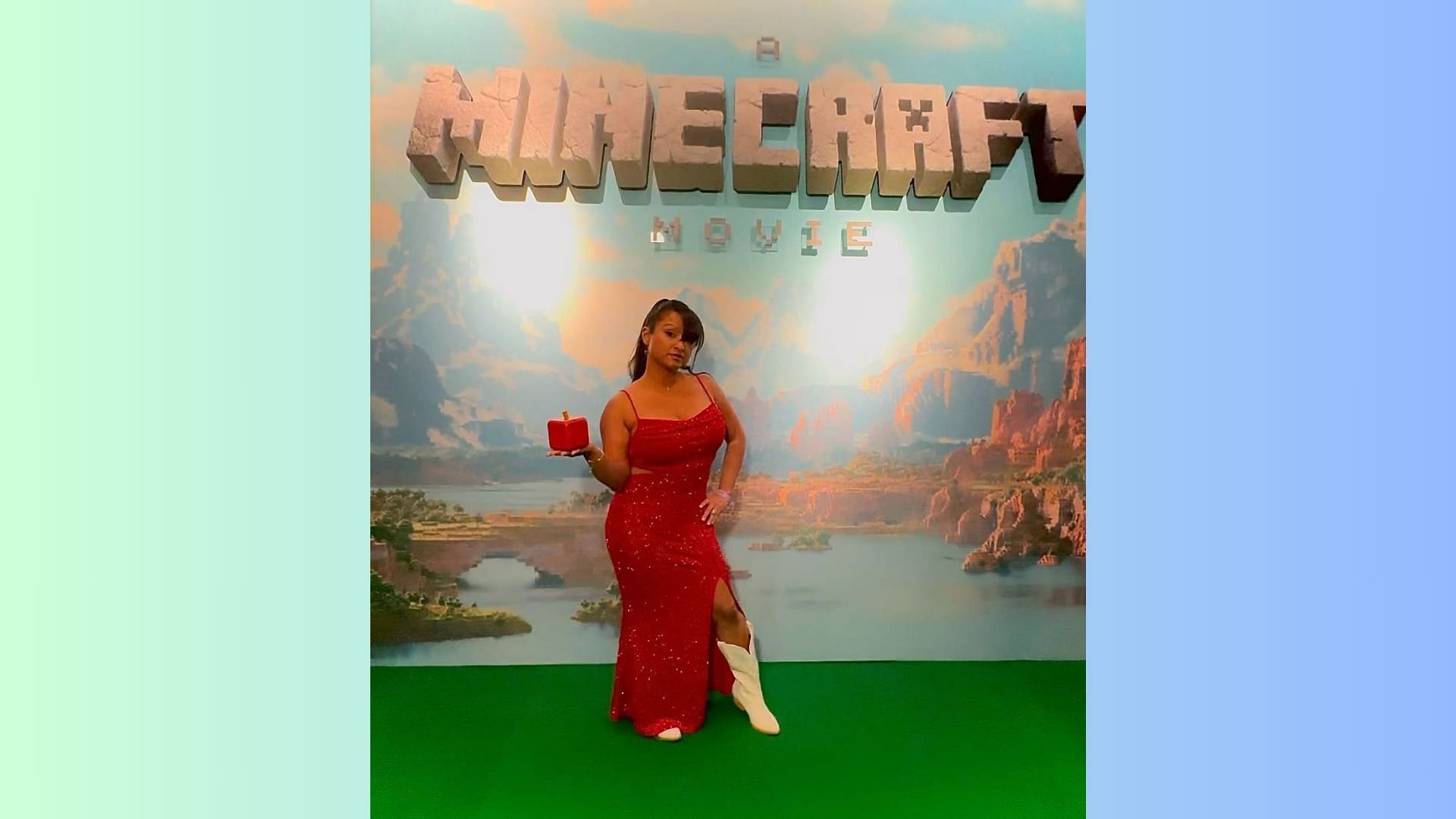 Aphmau at the Minecraft Movie event (Image via Instagram/aphmau_)