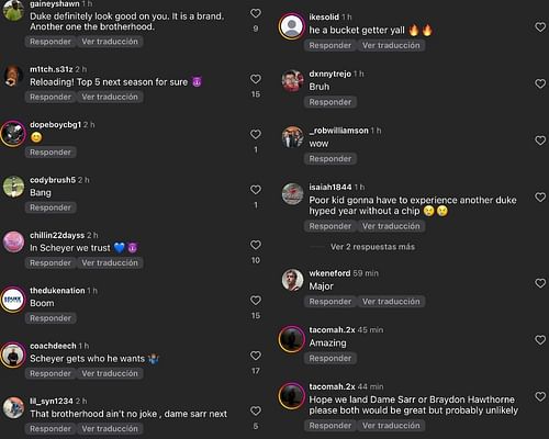 Reactions to Cedric Coward's Duke commitment. - Source: Instagram/@recruitsnews