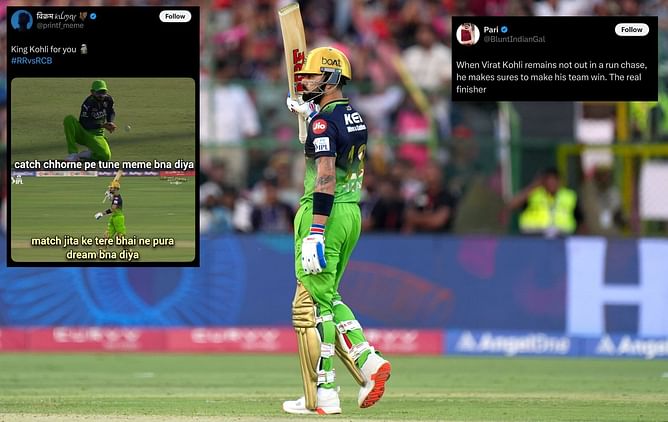 "Chase Master and the GOAT for a reason" - Fans laud Virat Kohli's 62-run knock in RR vs RCB IPL 2025 match