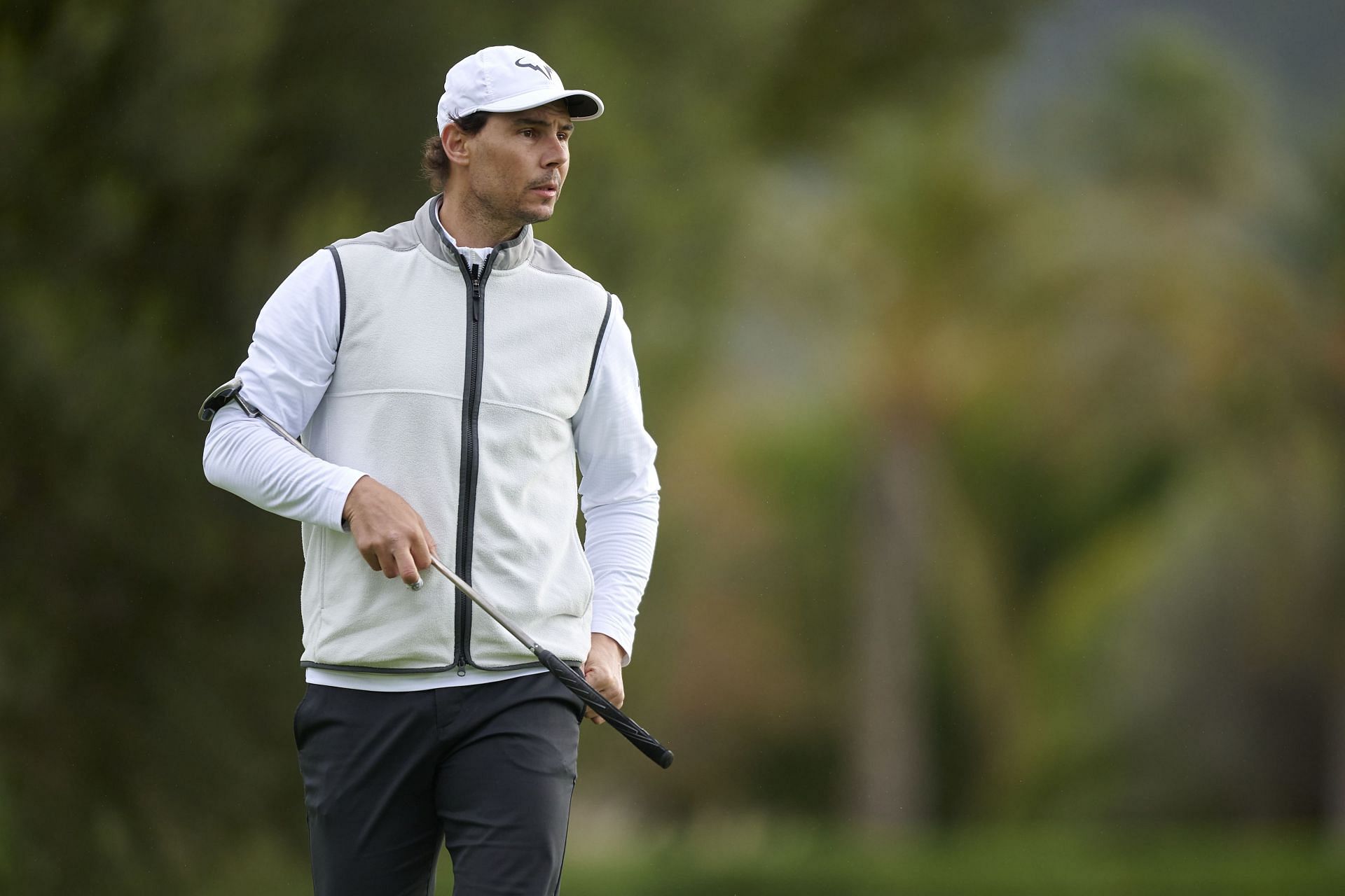 Rafael Nadal in action at a golf event | Image Source: Getty