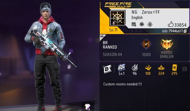 Zerox FF की Free Fire MAX ID, स्टैट्स और अन्य जानकारी