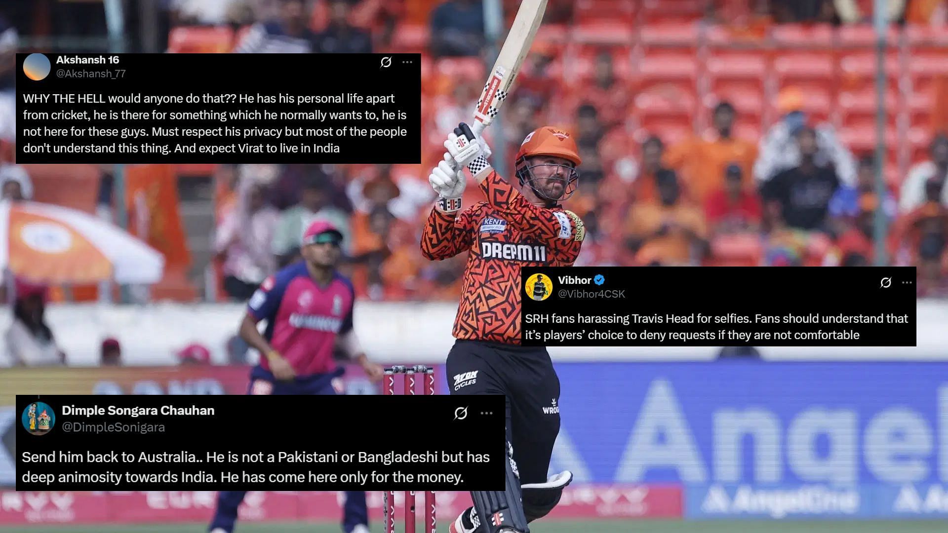 Travis Head has sparked a debate amid the ongoing IPL 2025 season (Image Credits: Getty &amp; @Akshansh_77,@DimpleSonigara,@Vibhor4CSK/X