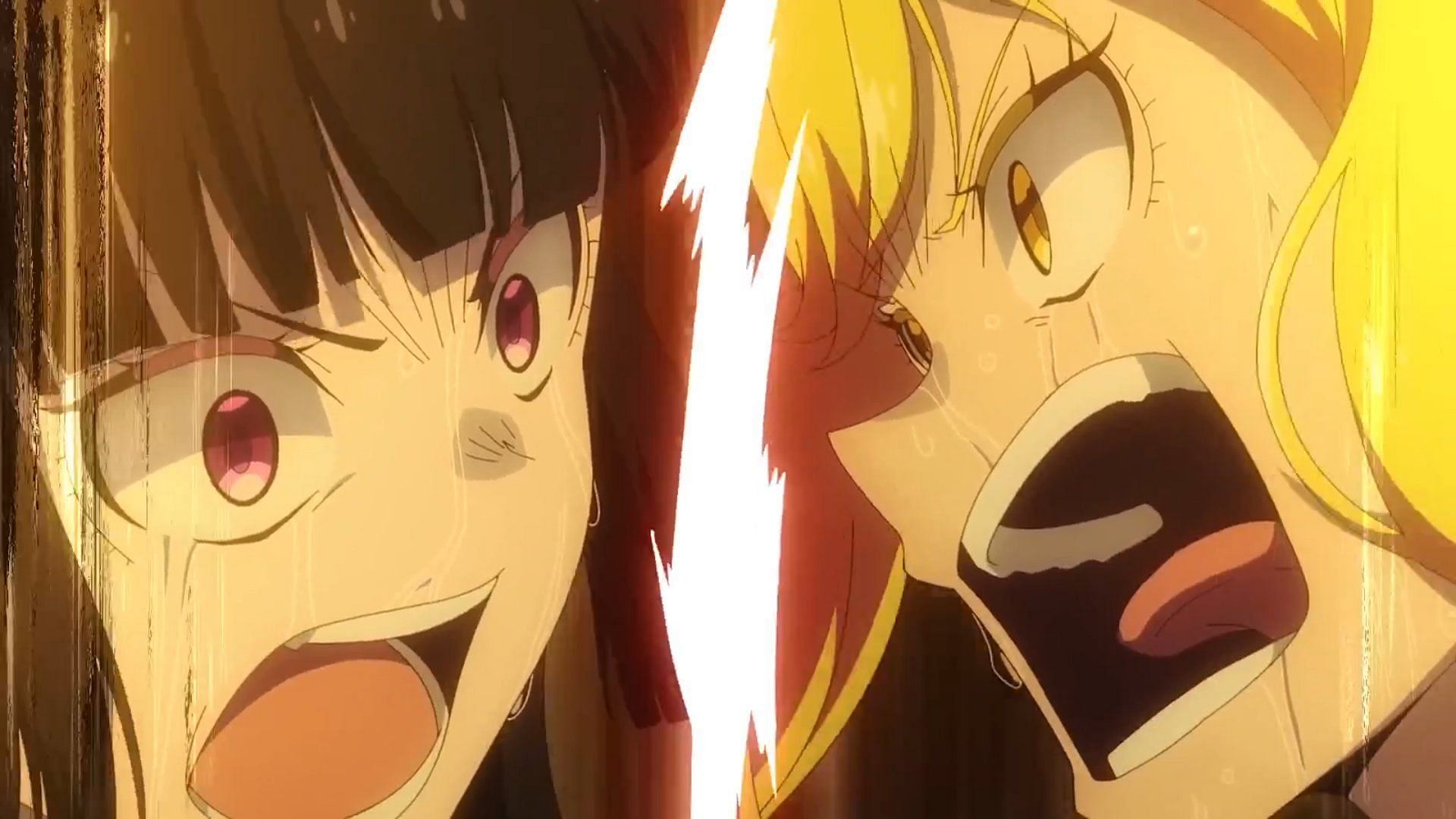 Otoha and Lilisa arguing as seen in the most recent episode (Image via Bandai Namco Pictures)