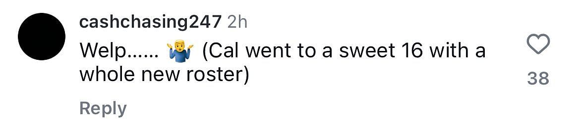 A comment says Cal found success after rebuilding its roster