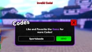 The "Invalid Code!" error in the game (Image via Roblox)