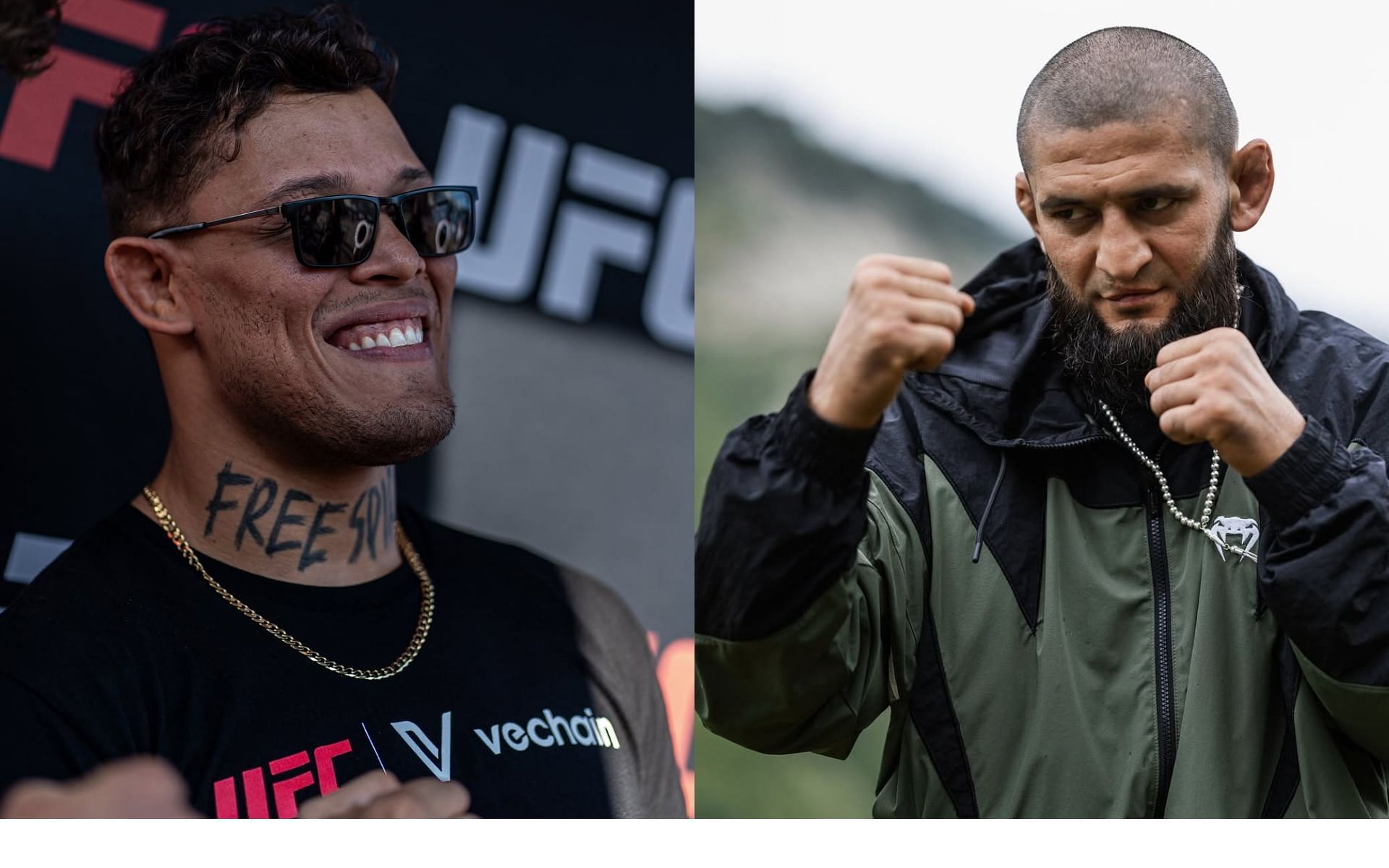 Caio Boralho (left) hails Khamzat Chimaev (right) as the best sparring partner he has faced [Images courtesy: @caioborralho and @khamzat_chimaev on Instagram]