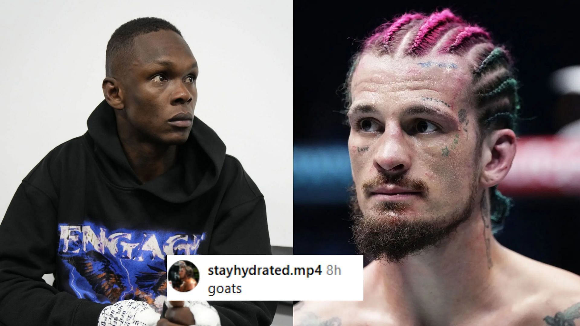 Israel Adesanya (left) trains with Sean O
