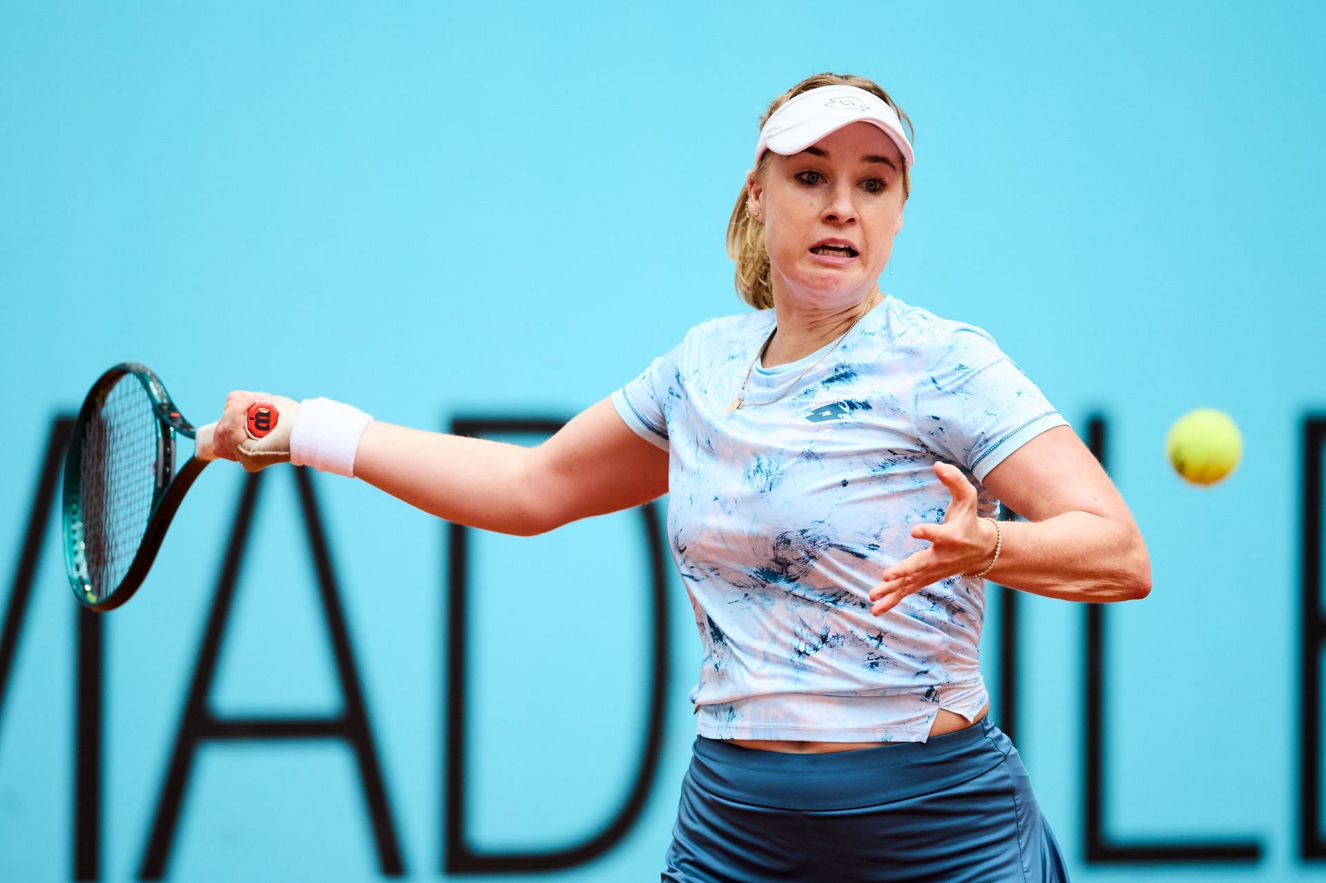 Blinkova in action at the 2025 Madrid Open (Source: Getty)
