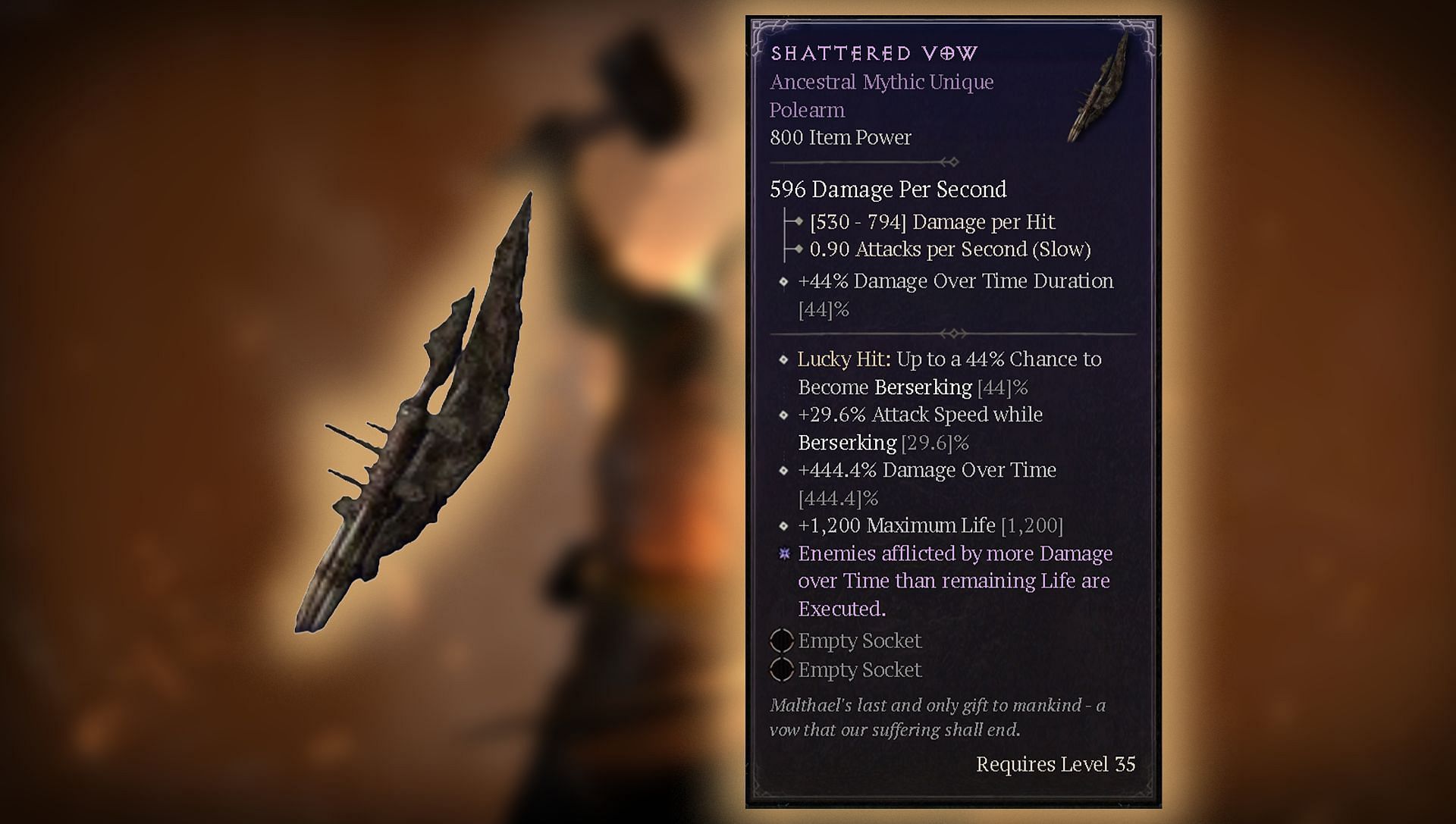 Shattered Vow&mdash;DoT Executioner (Image via Blizzard Entertainment)