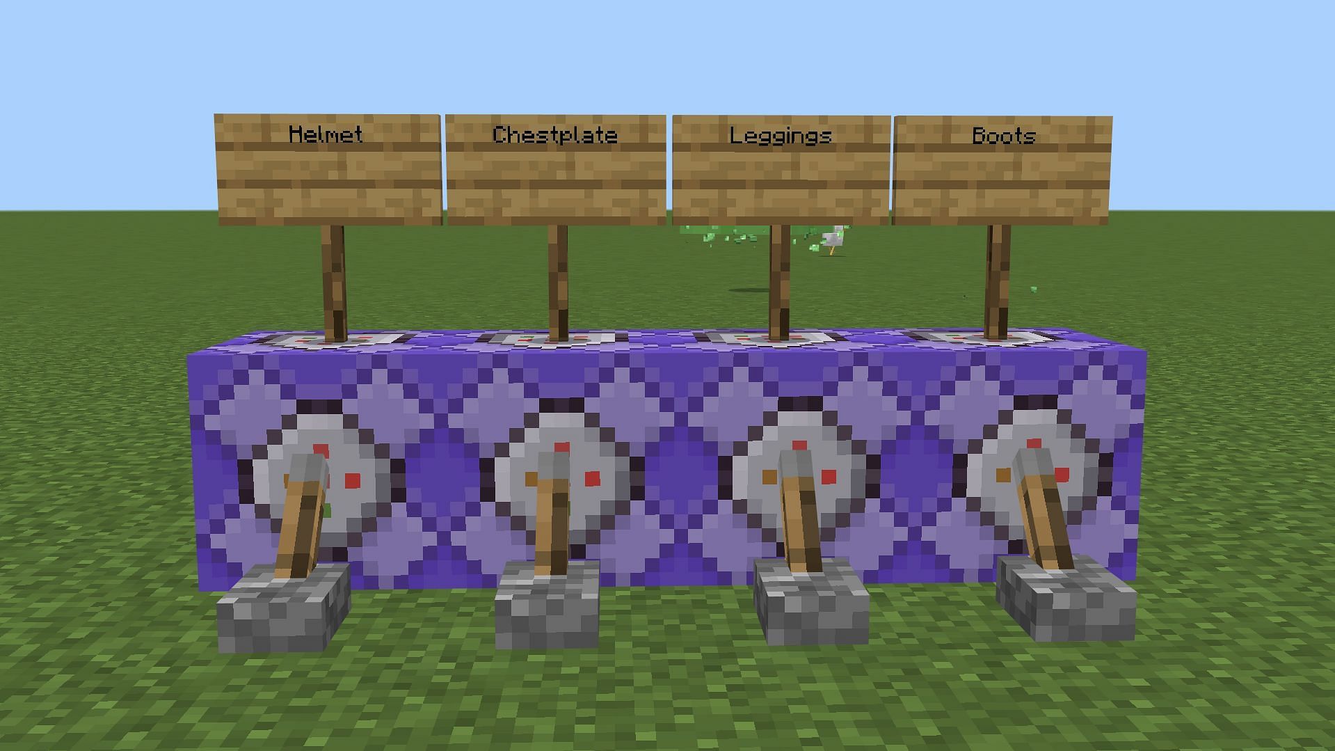You must configure four repeating command blocks to place each armor part on a mob&#039;s body. (Image via Sportskeeda Gaming || Mojang Studios)