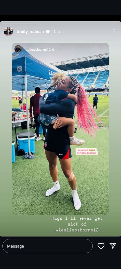 Trinity Rodman's Instagram story; ( Source - Instagram @trinity_rodman)