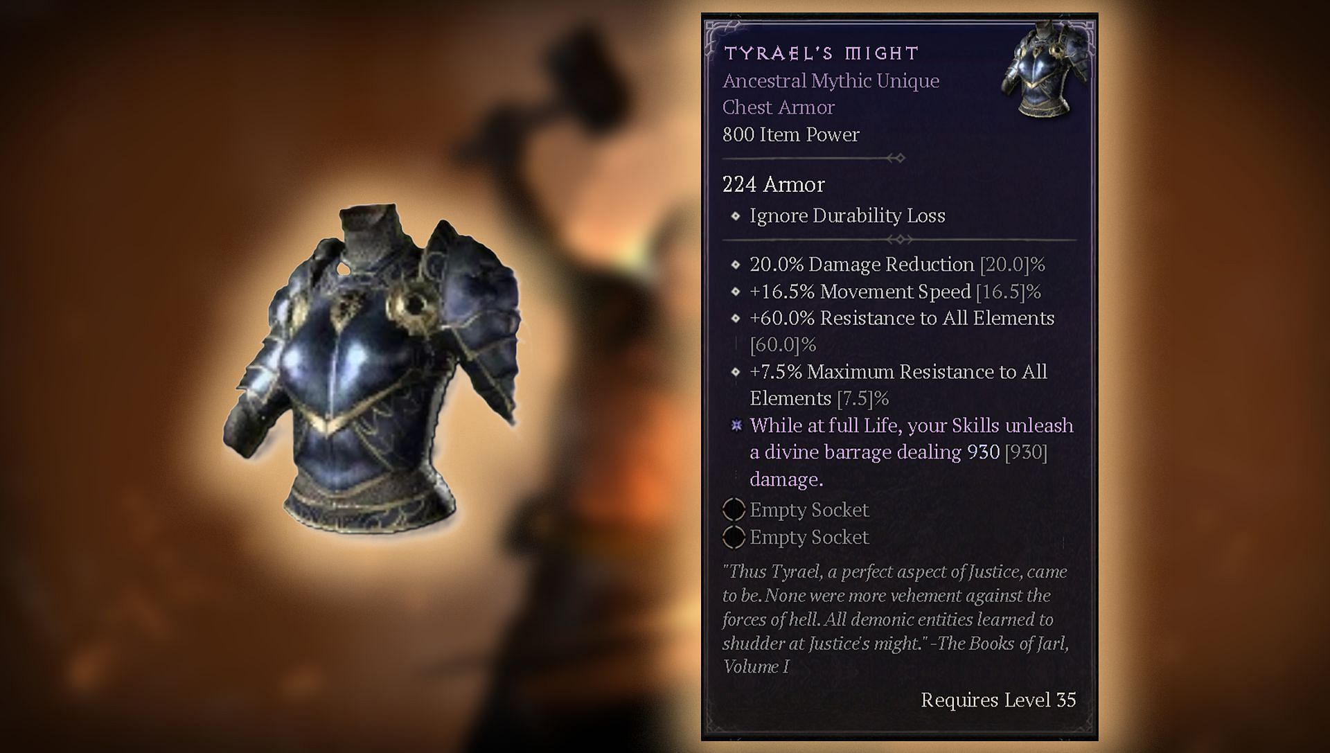 Tyrael&rsquo;s Might&mdash;Insane defensive armor (Image via Blizzard Entertainment)