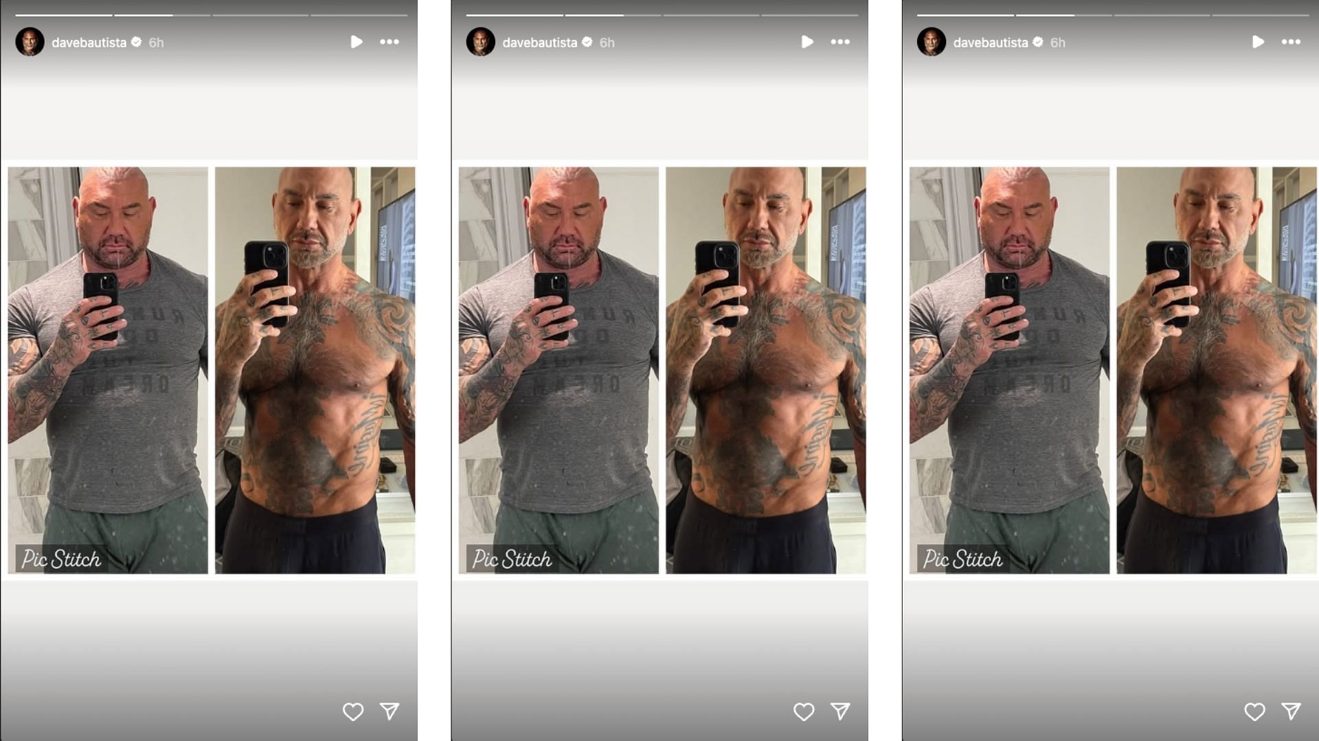 The legend showed off his body transformation [Image credit: Screenshot of Batista&#039;s Instagram story]