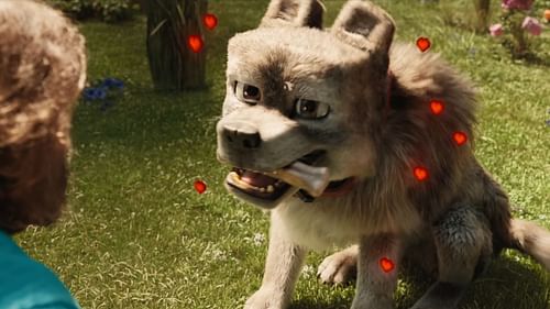 Dennis the wolf is an important mob in the movie (Image via Mojang Studios/Warner Bros)